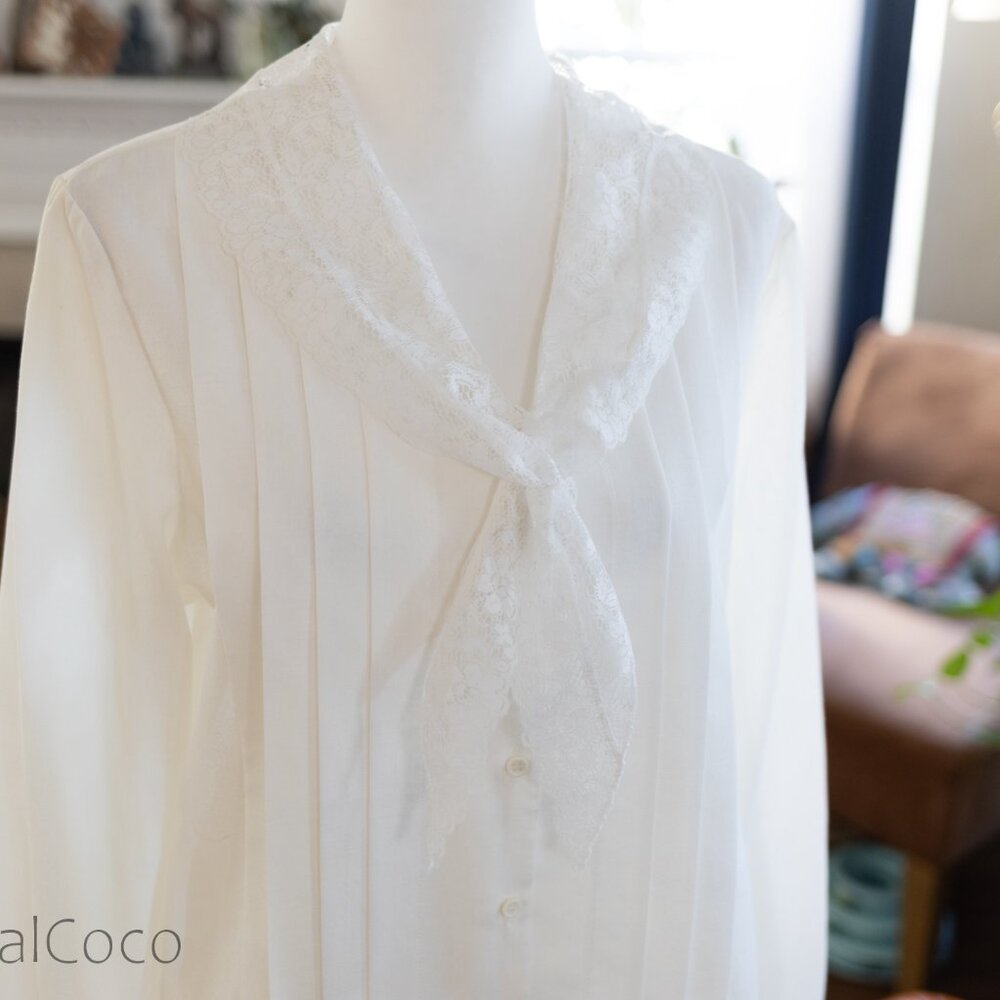 Southern Lady 15/16 Blouse White Romantic Lace Cottagecore Victorian Prairie - Picture 2 of 14